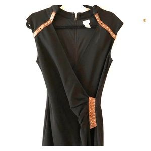 Black dress with brown leather accents